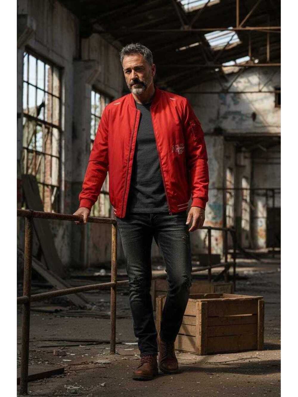 Red Graphic Bomber Jacket | V Furor Jeans Y2K Streetwear